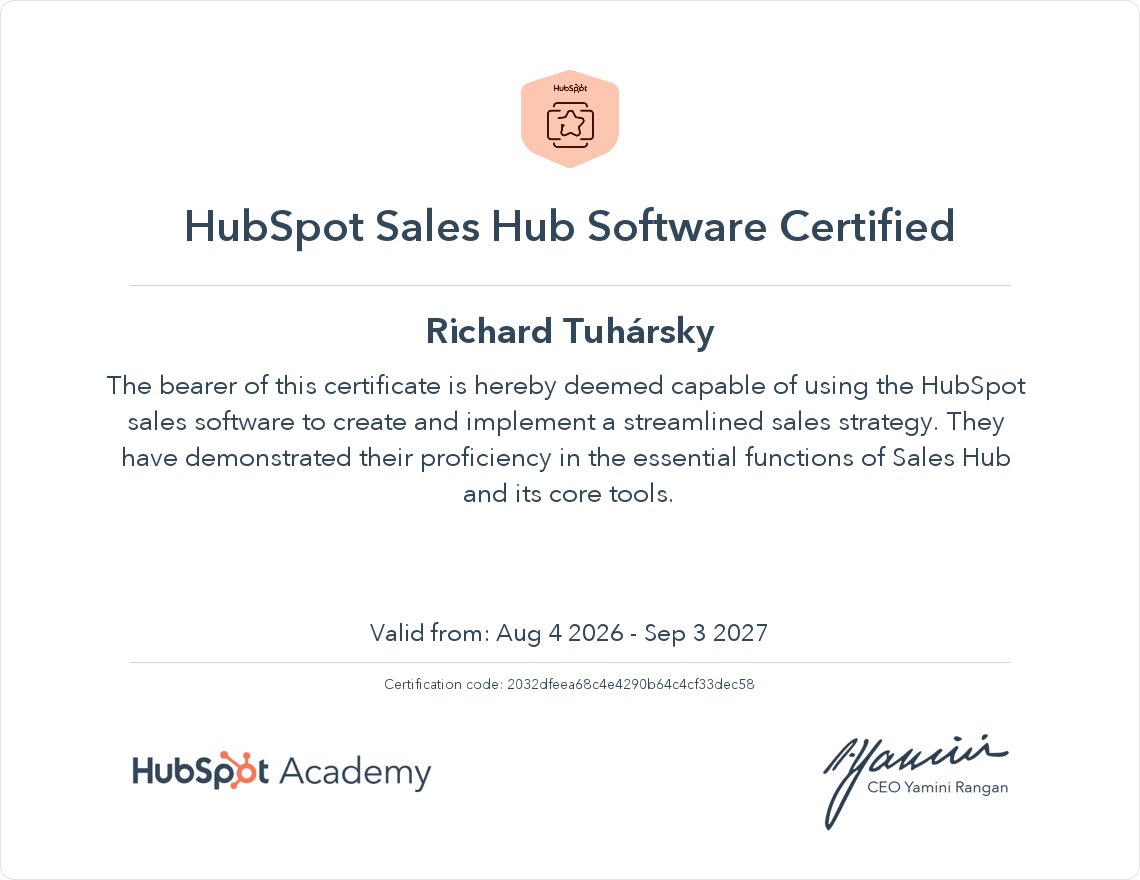 HubSpot Sales Hub Software certification
